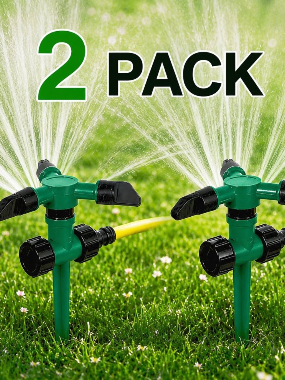 2 Pack 360° Rotating Garden Water Sprinkler for Large Area Lawn Coverage